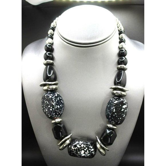 paparazzi Jewelry - Paparazzi Silver Tone Good Glazes Necklace Black Silver Beads Bold Necklace 10"